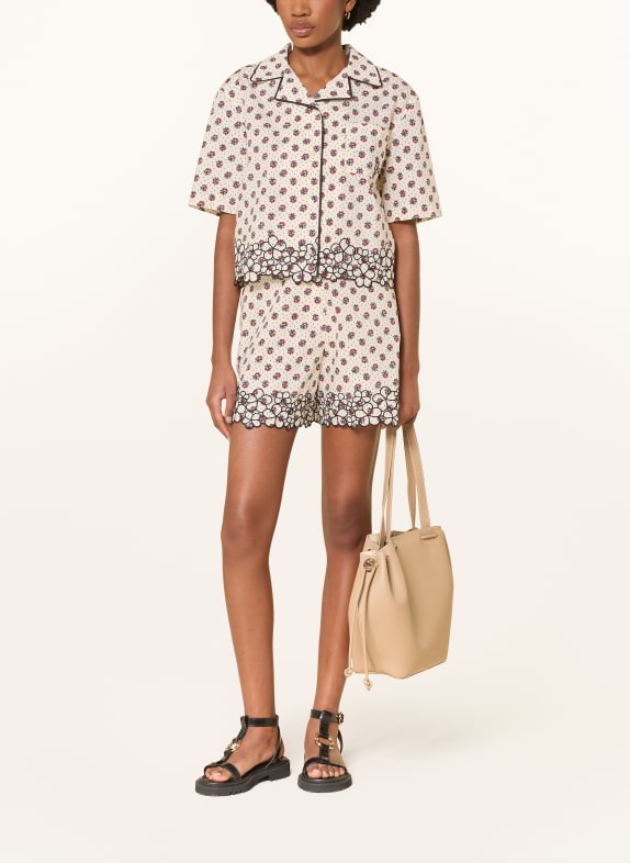 CLAUDIE PIERLOT Bluse CREME / DUNKELROT / SCHWARZ