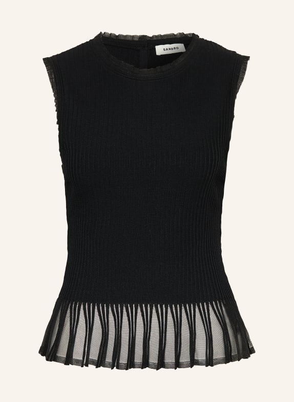 SANDRO Sweter z dzianiny z mieszanki materiałów CZARNY