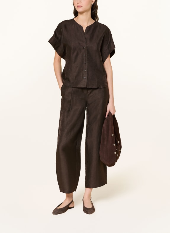 someday 7/8-broek CISILIA BARREL van linnen MARRON FONCÉ