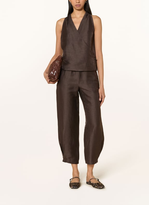 OPUS FALOLA-wrap-top i hør BRUN