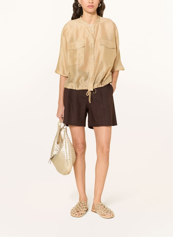 OPUS FUNUK-bluse med 3/4-ærmer BEIGE