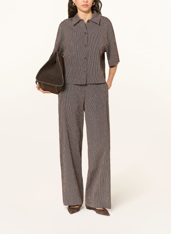 OPUS Marlene-broek MELANE MARRON FONCÉ / WIT
