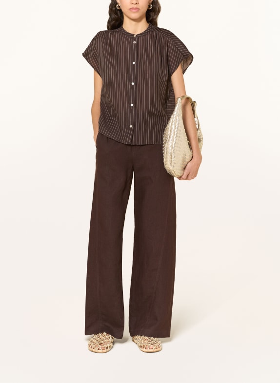 OPUS Bluse FRIEPE MØRKEBRUN / ECRU