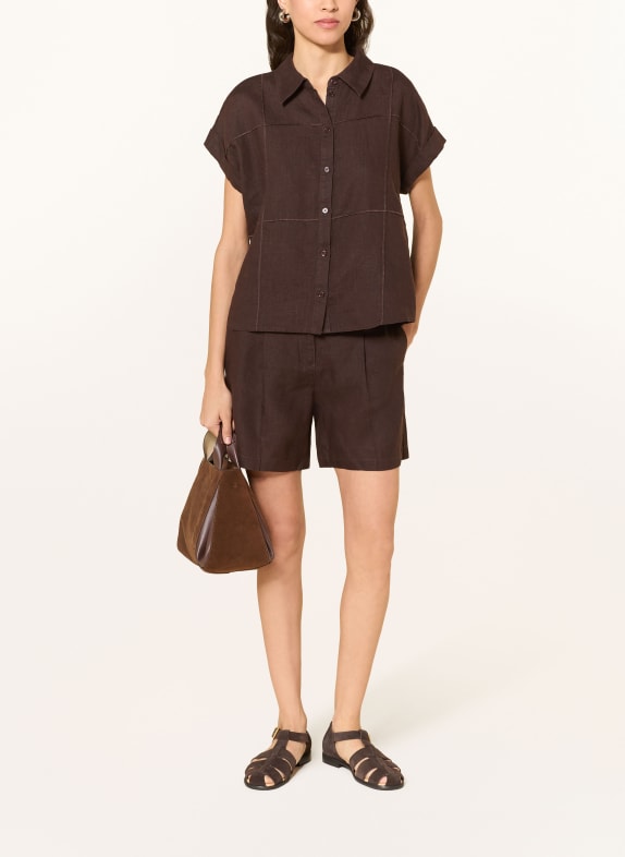 OPUS Linnen short MANDISA MARRON FONCÉ