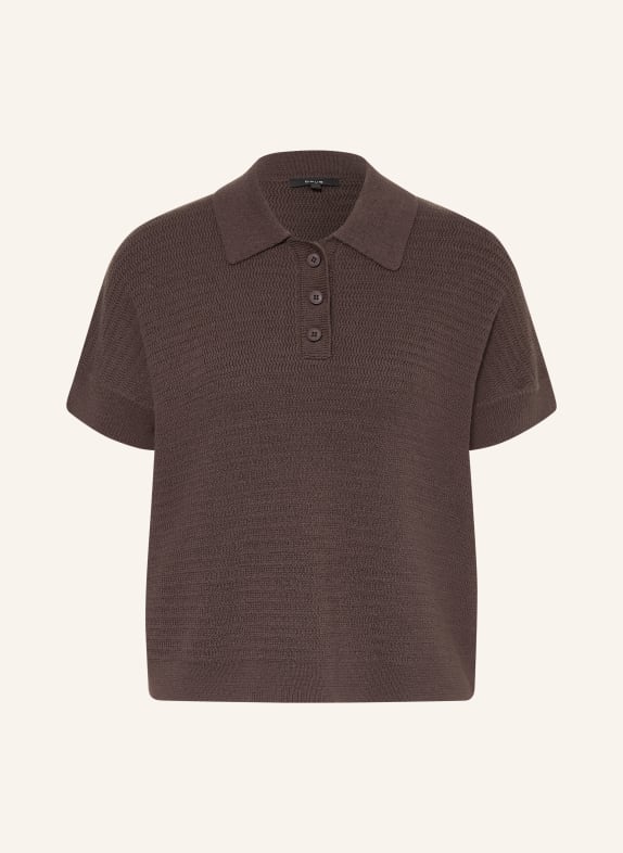 OPUS Strick-Poloshirt PUSO RESORT DUNKELBRAUN