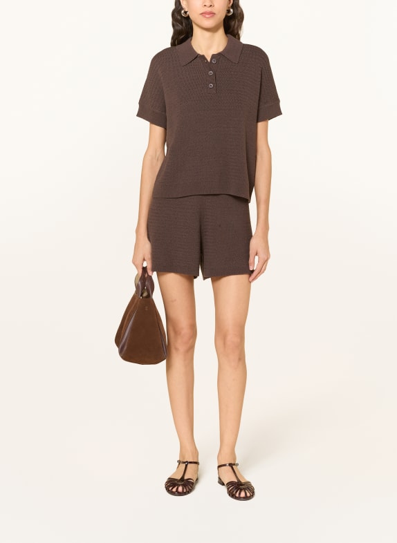 OPUS Tricou polo din tricot PUSO RESORT MARO ÎNCHIS
