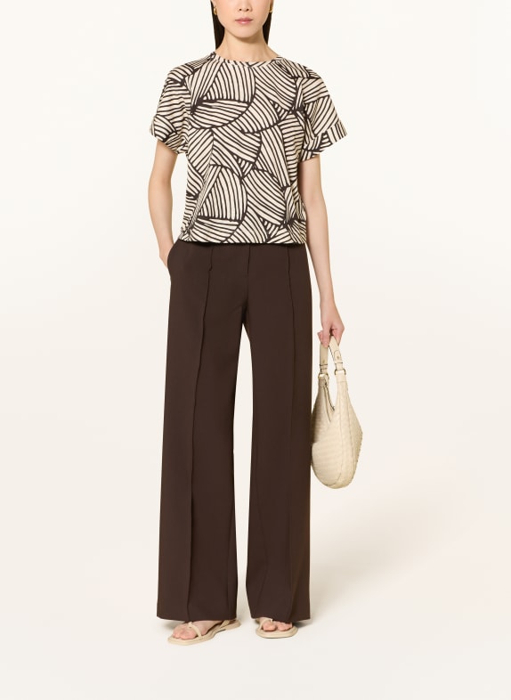 OPUS T-shirt SOPRINTI CRÈME / MARRON FONCÉ