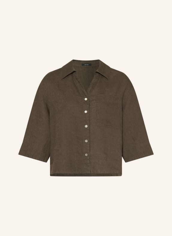 OPUS Linnen overhemd FLIPPA DONKERGROEN