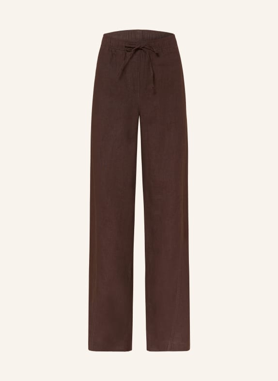 OPUS MILENI linen trousers DARK BROWN