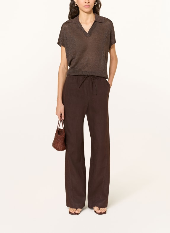 OPUS Marlene-broek MILENI van linnen MARRON FONCÉ