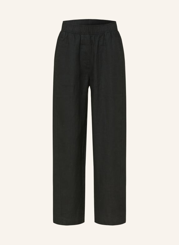 OPUS MYHA 7/8-length linen pants BLACK