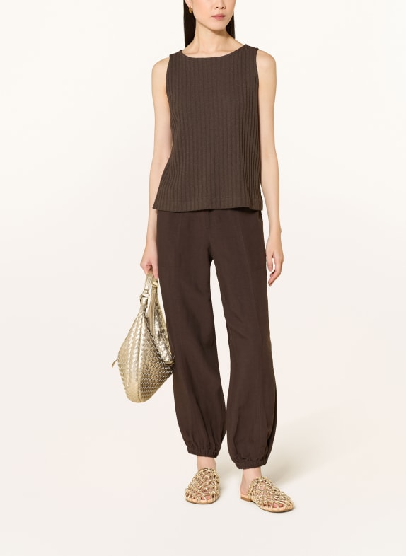 OPUS Gebreide top IPOMA SLIT MARRON FONCÉ