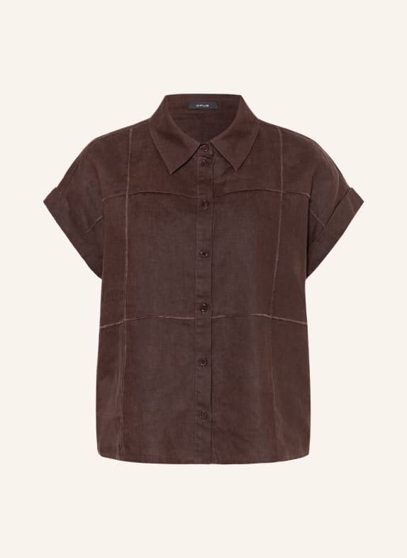 OPUS Linnen overhemdblouse FELILA MARRON FONCÉ