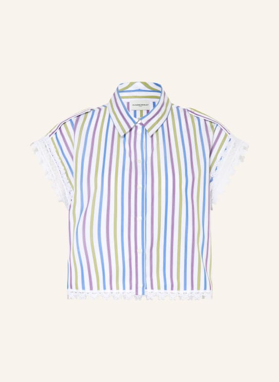 CLAUDIE PIERLOT Hemdbluse mit Spitze WEISS / LILA / GRÜN