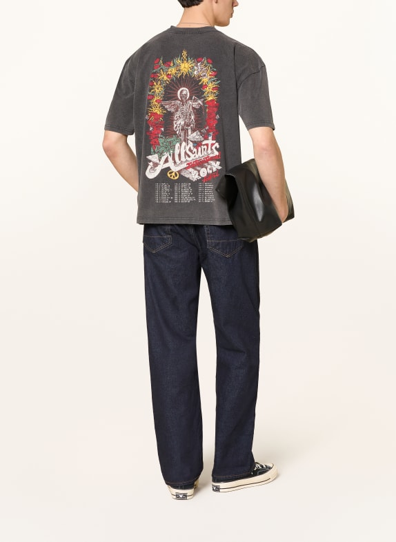 ALLSAINTS T-Shirt ROQUE DUNKELGRAU / DUNKELROT / GELB