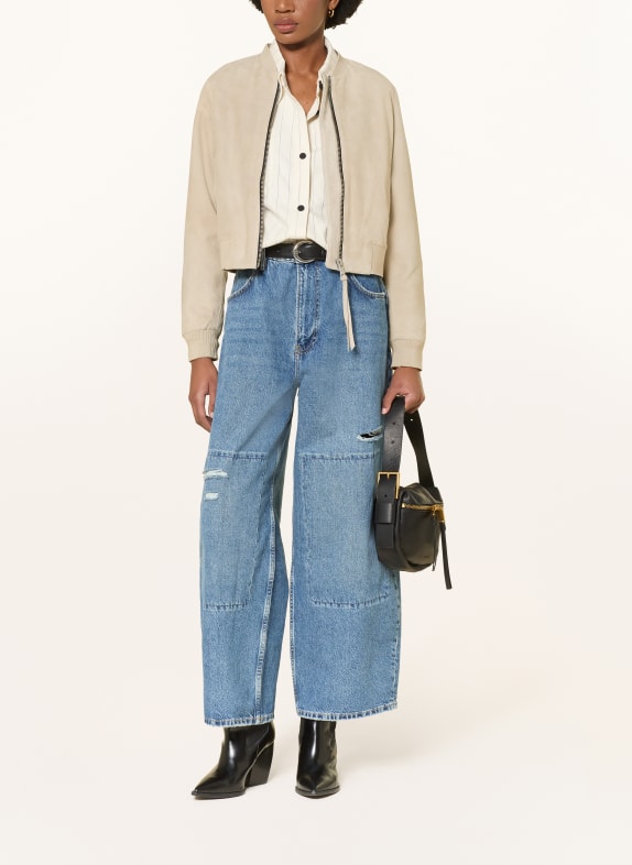 ALLSAINTS Leren jas ORTEN LICHTGRIJS