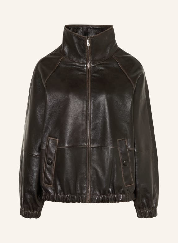 SANDRO Lederjacke DUNKELBRAUN