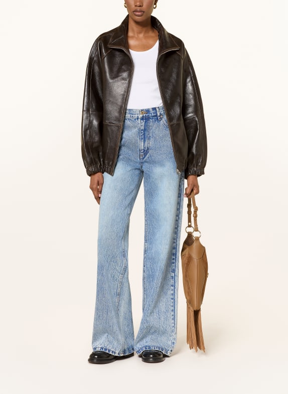 SANDRO Lederjacke DUNKELBRAUN