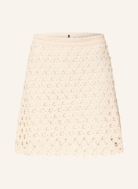 SANDRO Häkelrock mit Schmucksteinen ECRU