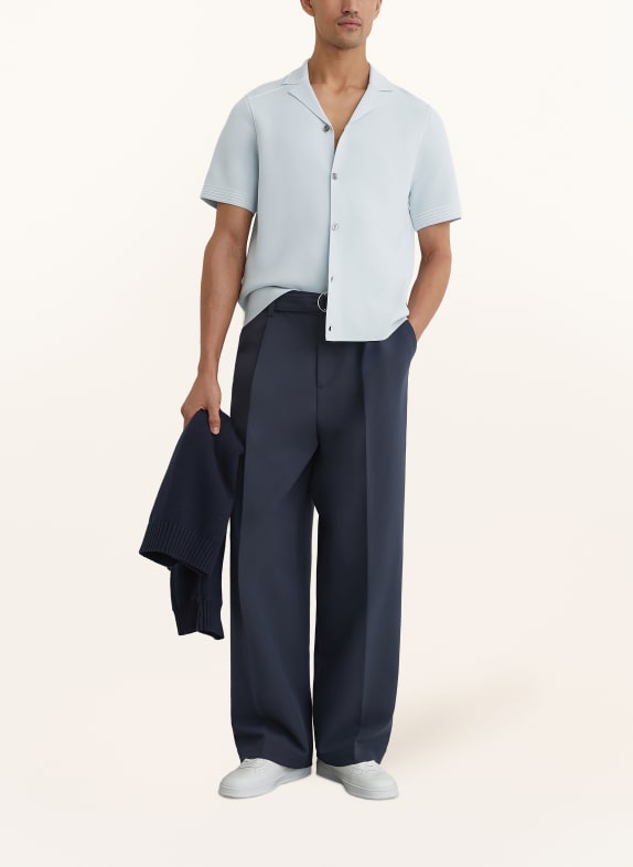 REISS WANDSWORTH-resorthemd met normale pasvorm, van gebreid materiaal LICHTBLAUW / WIT