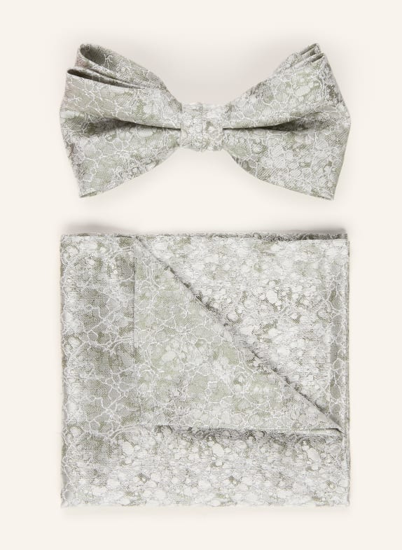 WILVORST Set: Bow tie and pocket square SILVER / MINT