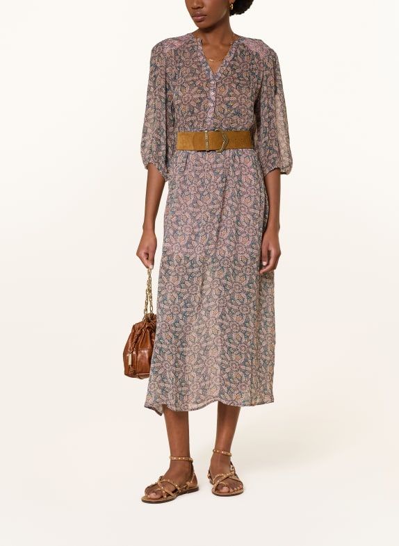 ba&sh Kleid TIZIA mit 3/4-Arm ALTROSA / DUNKELGELB / BLAU