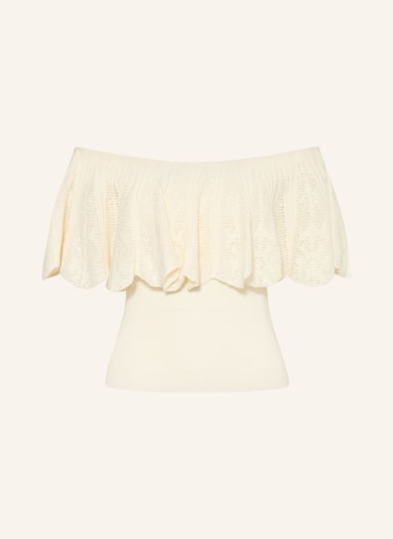 ba&sh Off-Shoulder-Stricktop SALDA mit Volants CREME