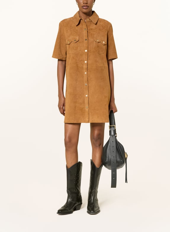 ALLSAINTS Lederkleid ROCK CAMEL