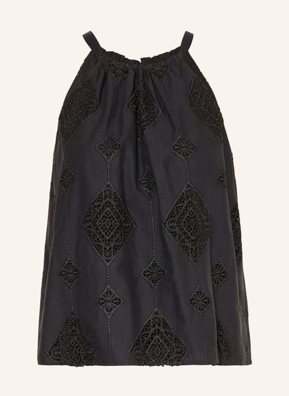 ba&sh Top MAXI mit Spitze SCHWARZ