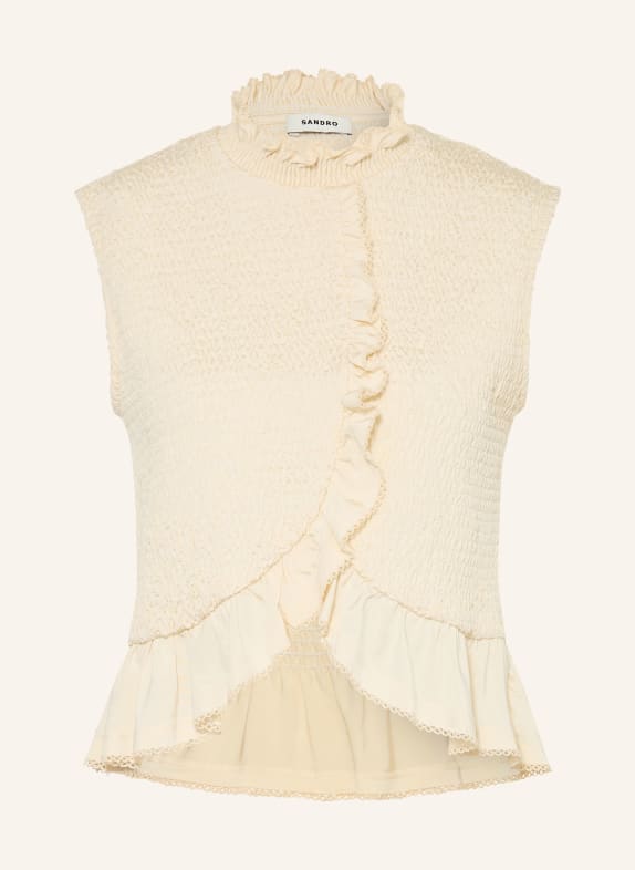 SANDRO Bluzka z falbankami JASNOŻÓŁTY