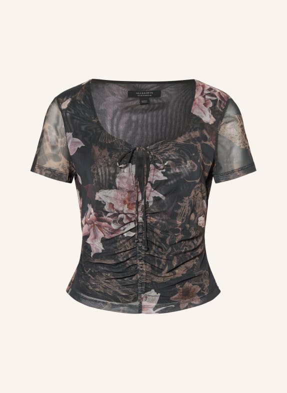ALLSAINTS GABBY-blouse van mesh ZWART / LICHTBRUIN / ROSÉ