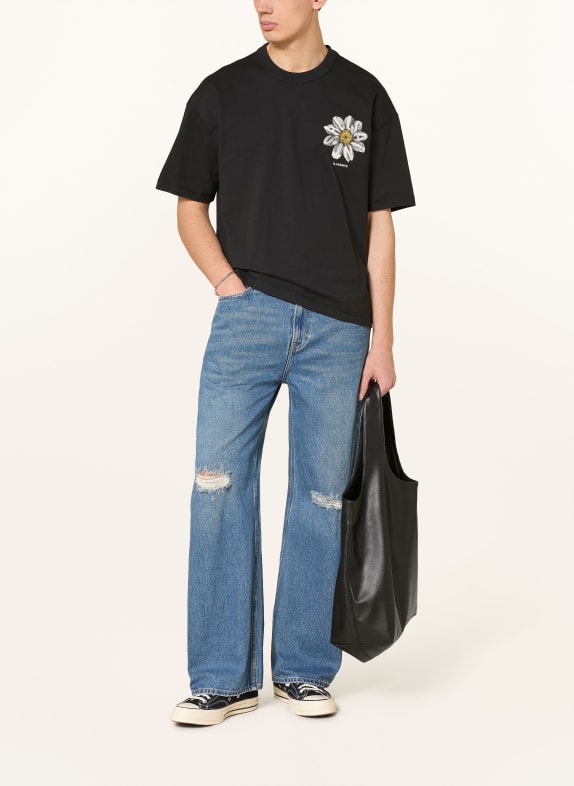 ALLSAINTS T-shirt PETALS ZWART / TAUPE / DONKERGEEL