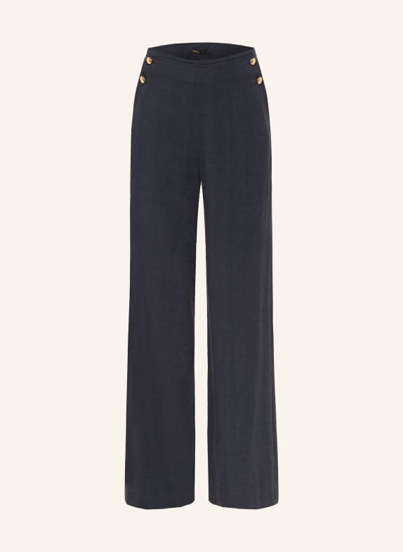 maje Spodnie z lnu GRANATOWY