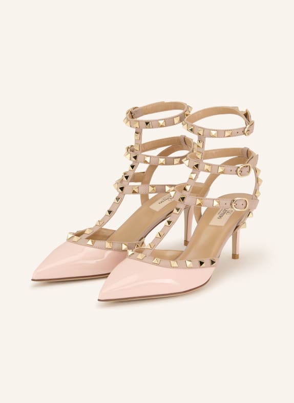 VALENTINO GARAVANI Slingback pumps ROCKSTUD with rivets ROSE / GOLD