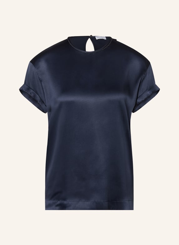 BRUNELLO CUCINELLI Blusenshirt aus Seide DUNKELBLAU