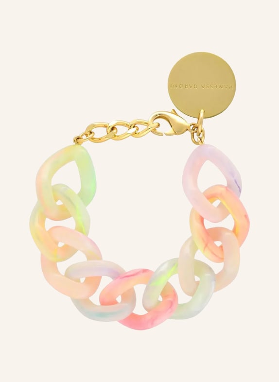 VANESSA BARONI Náramek FLAT CHAIN NEONOVĚ RŮŽOVÁ / SVĚTLE FIALOVÁ / NEONOVĚ ZELENÁ