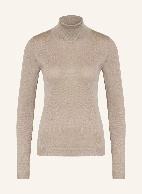 BRUNELLO CUCINELLI Rollkragenpullover mit Cashmere und Glitzergarn TAUPE