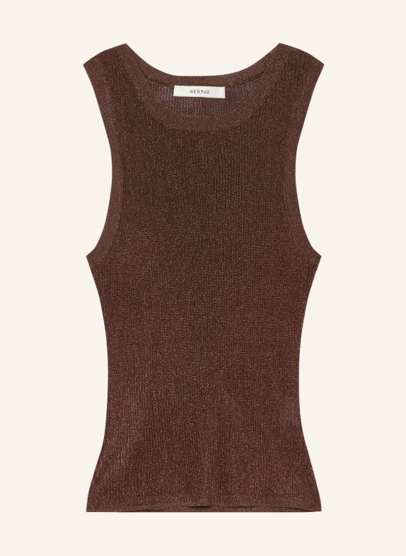 GESTUZ Top SILVIGZ z třpytivé příze TMAVĚ HNĚDÁ