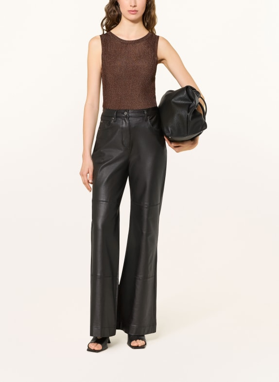 GESTUZ Top SILVIGZ van glittergaren MARRON FONCÉ