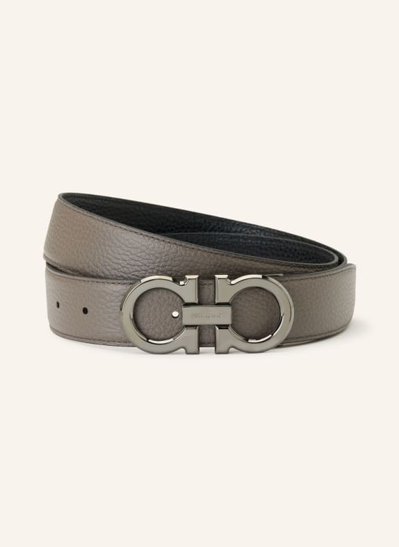 FERRAGAMO Ledergürtel zum Wenden GRAU / SCHWARZ