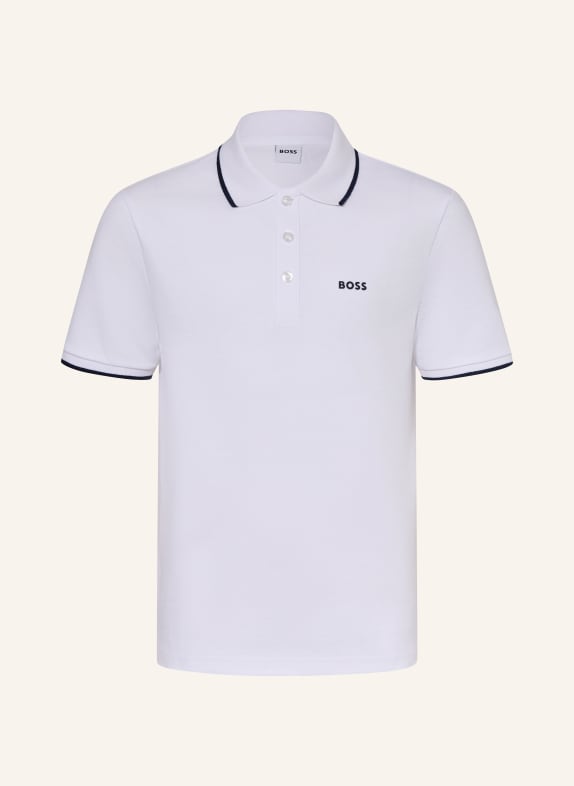 BOSS Piqué-Poloshirt WEISS / DUNKELBLAU