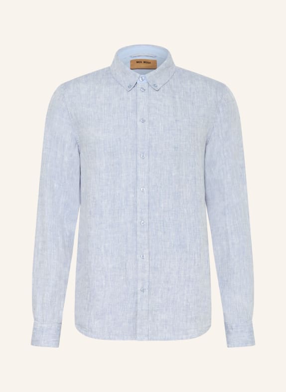 MOS MOSH Gallery Koszula z lnu MMGTHEO regular fit JASNONIEBIESKI / BIAŁY