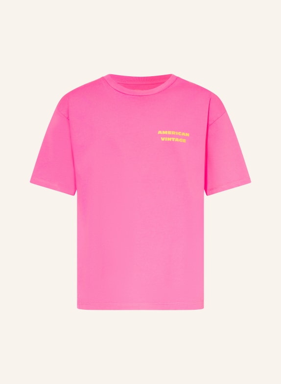American Vintage tričko NEONOVĚ RŮŽOVÁ / ŽLUTÁ
