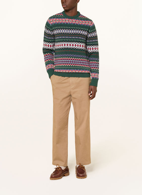 Barbour CASE sweater DARK GREEN / RED / DARK BLUE