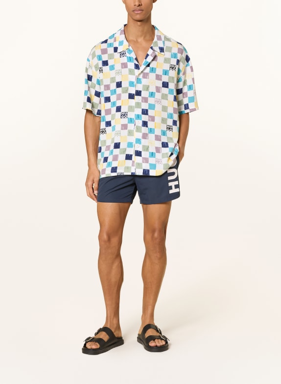 HUGO Resorthemd Relaxed Fit WIT / LICHTGEEL / LICHTBLAUW