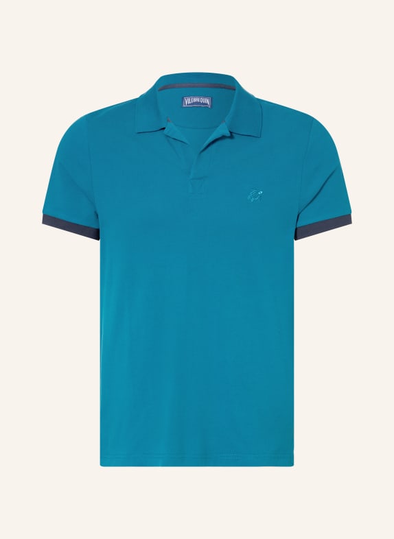 VILEBREQUIN PALATIN regular fit piqué polo shirt TEAL / DARK BLUE