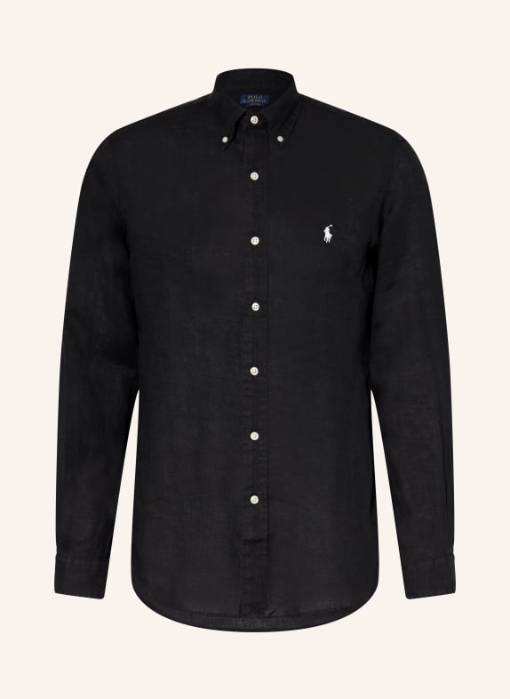 POLO RALPH LAUREN Leinenhemd Custom Fit SCHWARZ