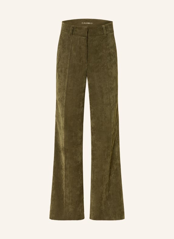 CAMBIO Wide leg trousers AMELIE made of corduroy OLIVE
