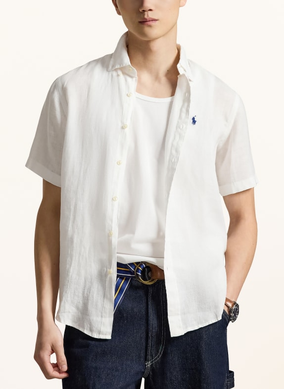 POLO RALPH LAUREN Custom fit short sleeve shirt in linen WHITE