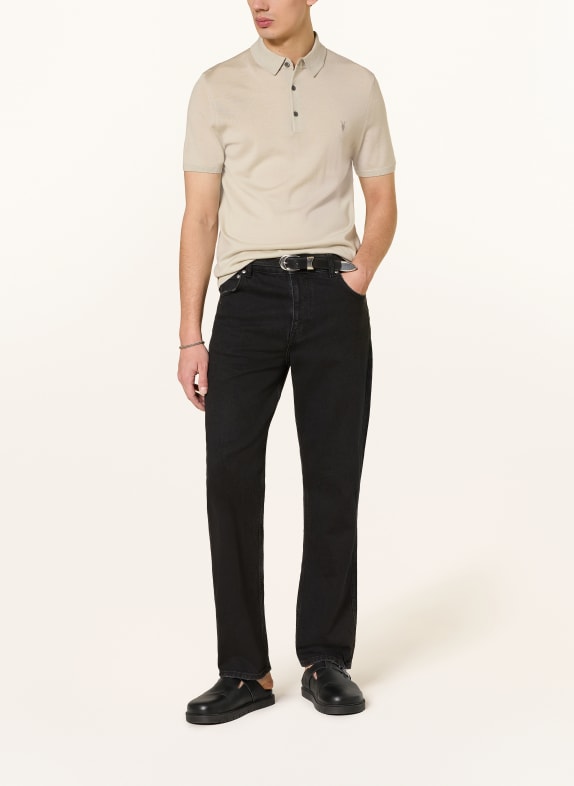 ALLSAINTS Tricou polo din lână merino MODE MERINO BEJ